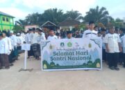 Meriahnya Hari Santri Nasional di Desa Suka Rahmat Kec Teluk Pandan, Ratusan Santri Ikut Pawai
