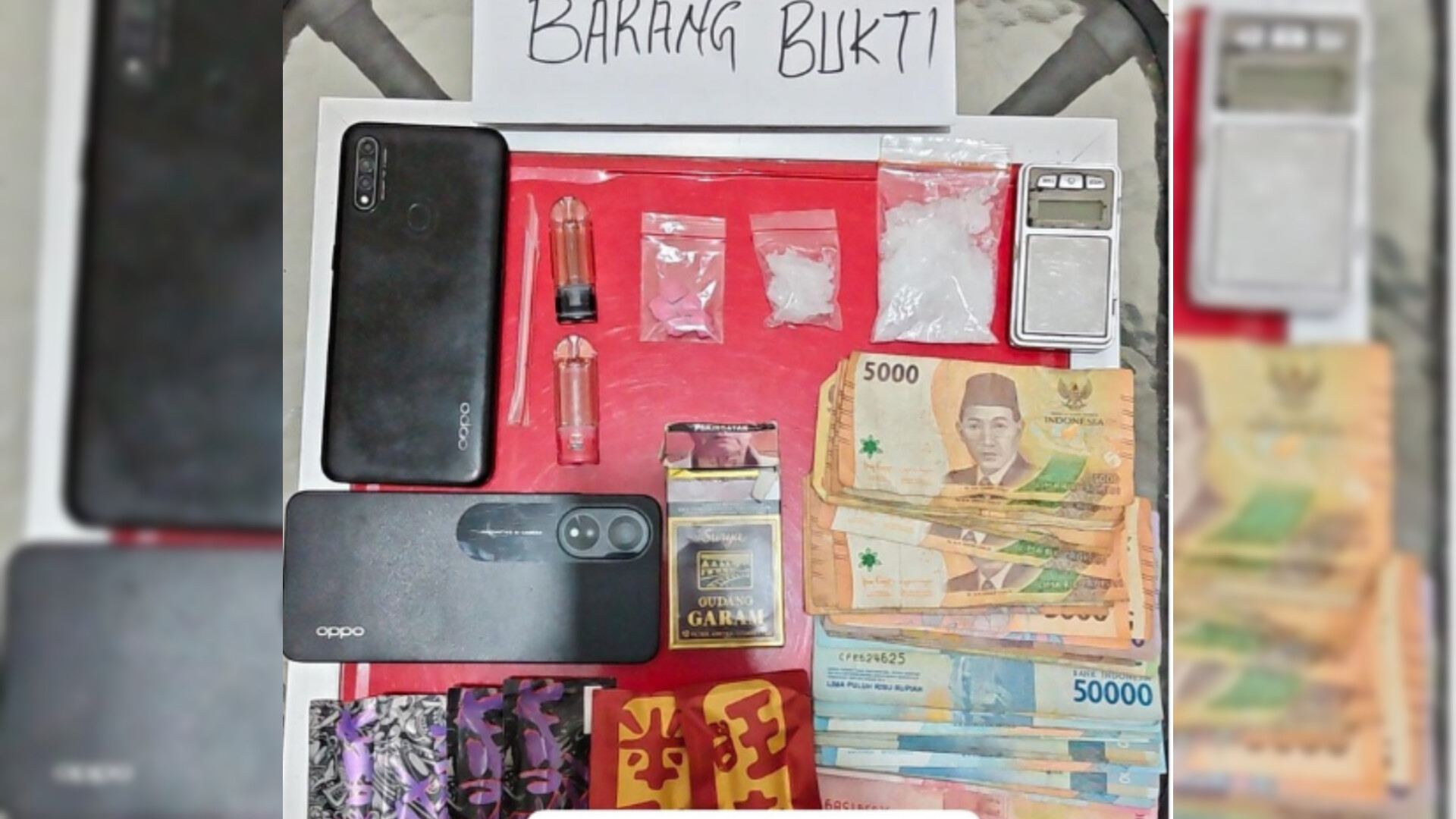 Teks Photo : Seluruh barang bukti milik pelaku